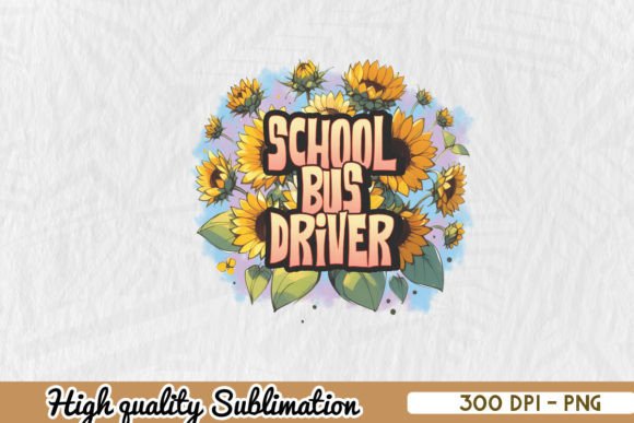 Floral School Bus Driver PNG: Graphics & Crafts