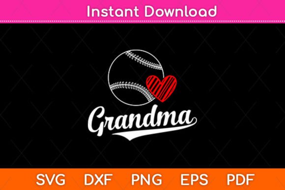 Funny Heart Baseball Grandma SVG for Crafts