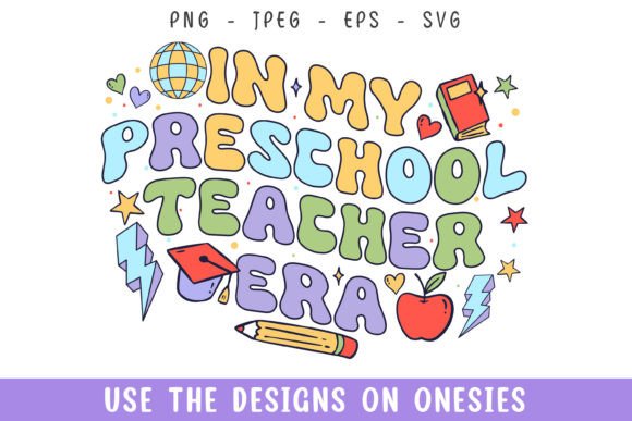 Groovy Preschool Teacher Graphics for Crafts