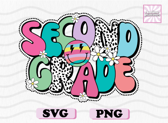 Retro School 2nd Grade Dalmatian Dots Graphics for Crafts