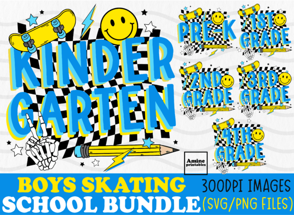 Retro School Boy Skater Graphics for Crafts