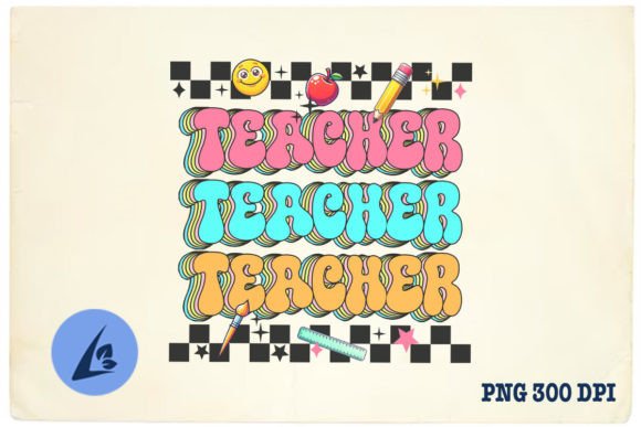 Retro Teacher PNG for Graphics & Crafts